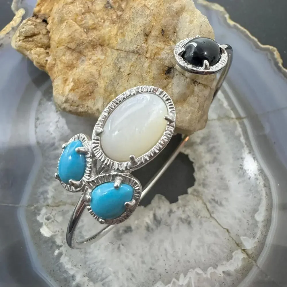 Carolyn Pollack Sterling Silver Turquoise, MOP &Onyx Floating Bracelet For Women